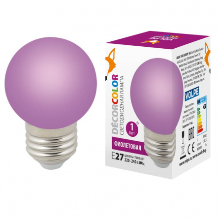 Лампочка светодиодная  LED-G45-1W/PURPLE/E27/FR/С фото 1